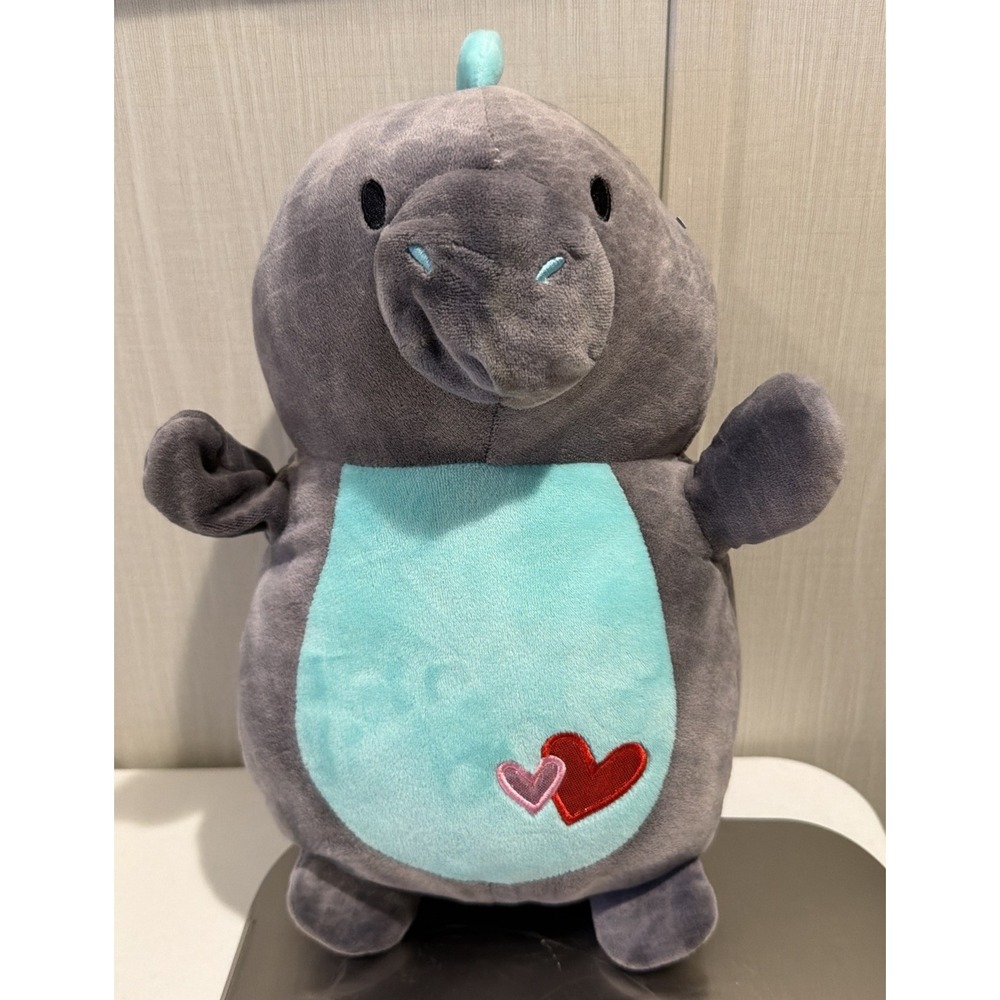 Authentic Squishmallows Hug Mees Chuey The Dinosaur 12" Stuffed Plush Dark Grey